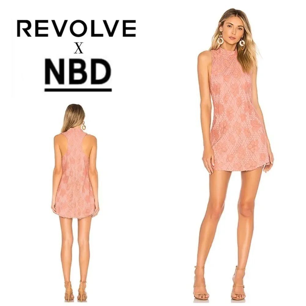 Revolve & NBD high neck lace overlay dress. NWT